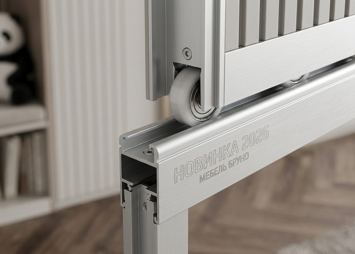 Механизм раздвижных дверей шкафа-купе, алюминиевый профиль
